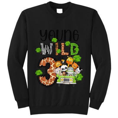 3rd Birthday Young Wild Three 3 Year Old Safari Zoo Tall Sweatshirt