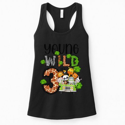 3rd Birthday Young Wild Three 3 Year Old Safari Zoo Womens Tank Top