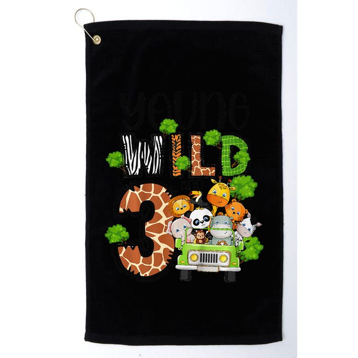 3rd Birthday Young Wild Three 3 Year Old Safari Zoo Golf Towel