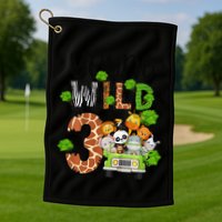 3rd Birthday Young Wild Three 3 Year Old Safari Zoo Golf Towel