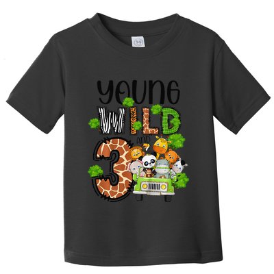 3rd Birthday Young Wild Three 3 Year Old Safari Zoo Toddler T-Shirt