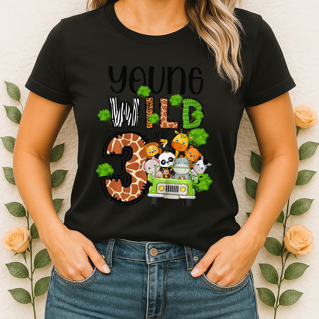 3rd Birthday Young Wild Three 3 Year Old Safari Zoo Womens T-Shirt