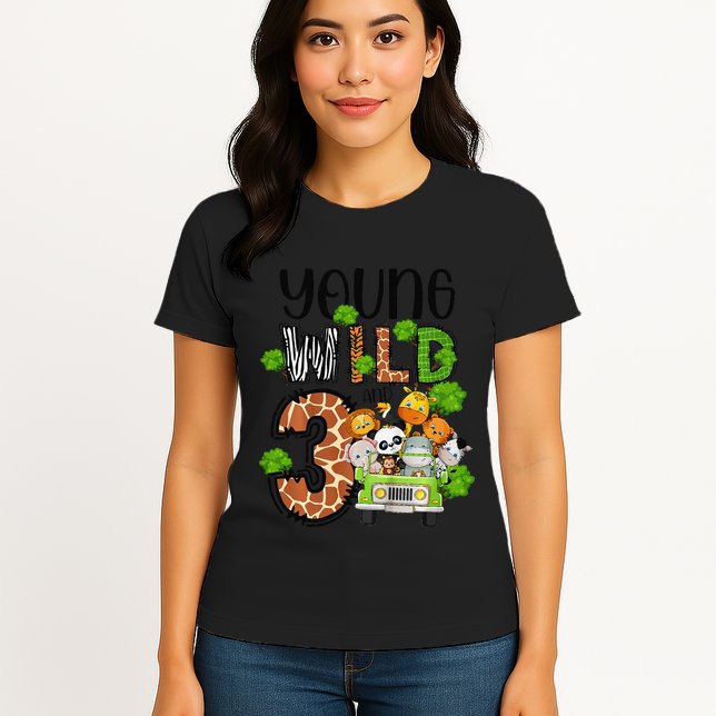3rd Birthday Young Wild Three 3 Year Old Safari Zoo Womens T-Shirt