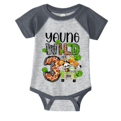 3rd Birthday Young Wild Three 3 Year Old Safari Zoo Infant Baby Jersey Bodysuit