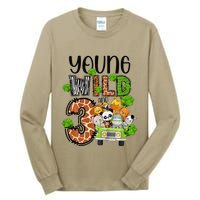 3rd Birthday Young Wild Three 3 Year Old Safari Zoo Tall Long Sleeve T-Shirt