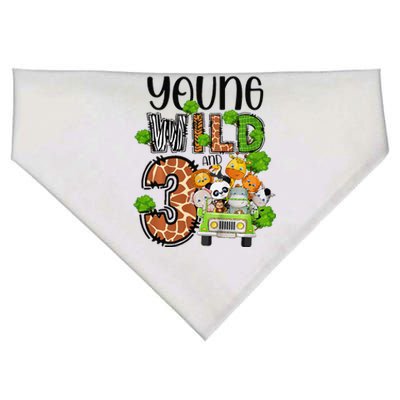 3rd Birthday Young Wild Three 3 Year Old Safari Zoo USA-Made Doggie Bandana