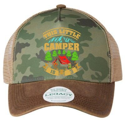 3rd Camping Birthday Camper Lover 3 Year Old Legacy Tie Dye Trucker Hat