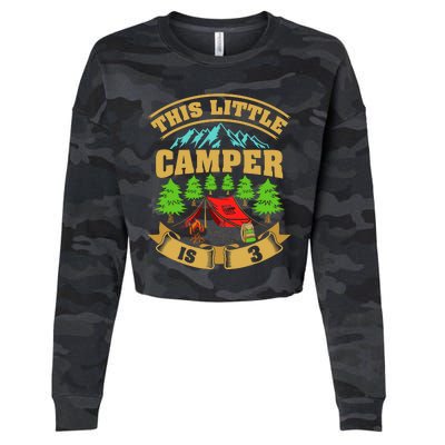 3rd Camping Birthday Camper Lover 3 Year Old Cropped Pullover Crew