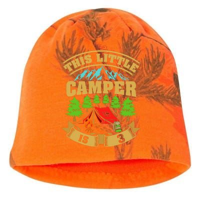 3rd Camping Birthday Camper Lover 3 Year Old Kati - Camo Knit Beanie