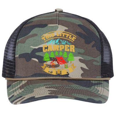 3rd Camping Birthday Camper Lover 3 Year Old Retro Rope Trucker Hat Cap