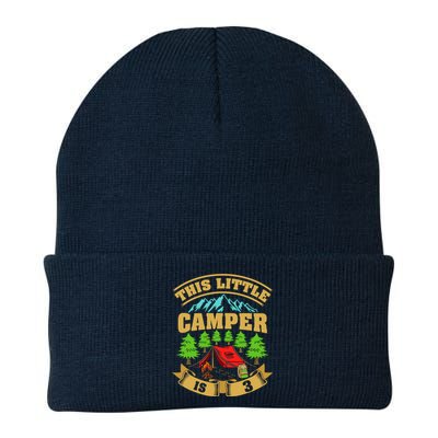 3rd Camping Birthday Camper Lover 3 Year Old Knit Cap Winter Beanie