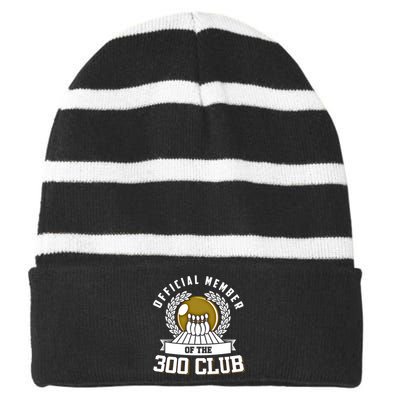 300 Club Bowling Gift 300 Game Bowler Gift Cool Gift Striped Beanie with Solid Band