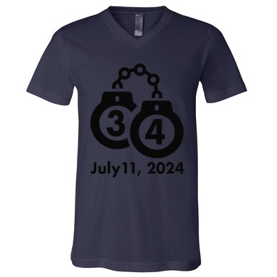 34 Counts Felon Handcuffs July 11 2024 V-Neck T-Shirt