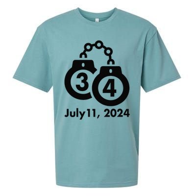 34 Counts Felon Handcuffs July 11 2024 Sueded Cloud Jersey T-Shirt