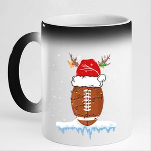 34do Christmas Football Santa Hat Merry Xmas Football Lover Great Gift 11oz Black Color Changing Mug