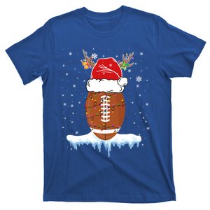 34do Christmas Football Santa Hat Merry Xmas Football Lover Great Gift T-Shirt