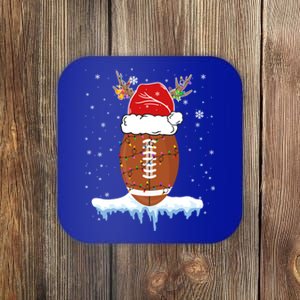 34do Christmas Football Santa Hat Merry Xmas Football Lover Great Gift Coaster