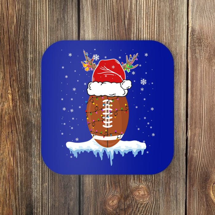 34do Christmas Football Santa Hat Merry Xmas Football Lover Great Gift Coaster