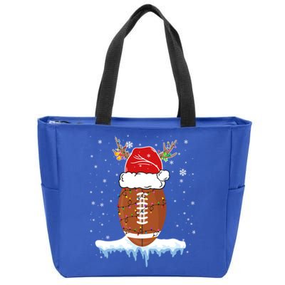 34do Christmas Football Santa Hat Merry Xmas Football Lover Great Gift Zip Tote Bag