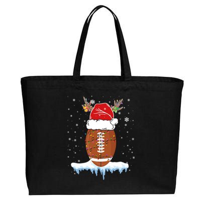 34do Christmas Football Santa Hat Merry Xmas Football Lover Great Gift Cotton Canvas Jumbo Tote