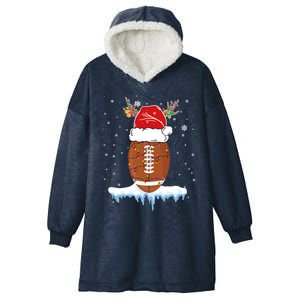 34do Christmas Football Santa Hat Merry Xmas Football Lover Great Gift Hooded Wearable Blanket