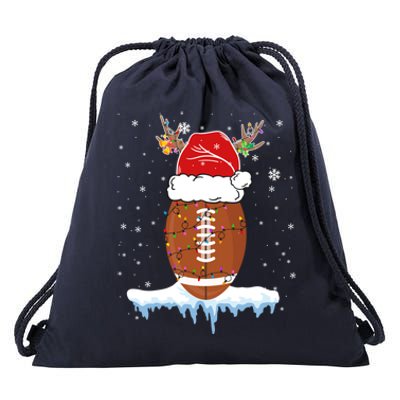 34do Christmas Football Santa Hat Merry Xmas Football Lover Great Gift Drawstring Bag