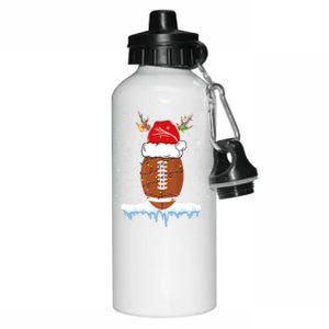 34do Christmas Football Santa Hat Merry Xmas Football Lover Great Gift Aluminum Water Bottle