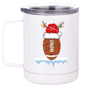 34do Christmas Football Santa Hat Merry Xmas Football Lover Great Gift 12 oz Stainless Steel Tumbler Cup