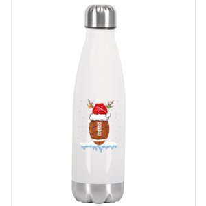 34do Christmas Football Santa Hat Merry Xmas Football Lover Great Gift Stainless Steel Insulated Water Bottle