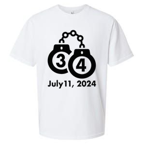 34 Counts Felon Handcuffs July 11 2024 Sueded Cloud Jersey T-Shirt