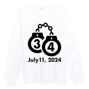 34 Counts Felon Handcuffs July 11 2024 Premium Crewneck Sweatshirt