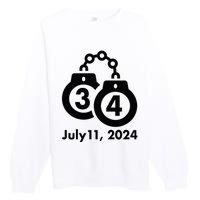 34 Counts Felon Handcuffs July 11 2024 Premium Crewneck Sweatshirt