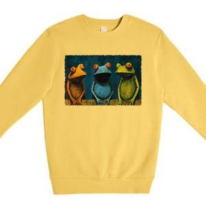 3 Cute Funny Frogs Men, Women, Frog Lovers Premium Crewneck Sweatshirt