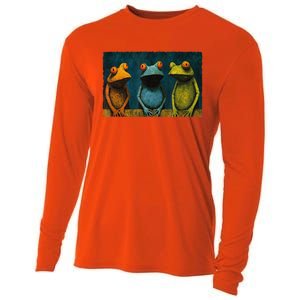 3 Cute Funny Frogs Men, Women, Frog Lovers Cooling Performance Long Sleeve Crew