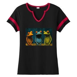 3 Cute Funny Frogs Men, Women, Frog Lovers Ladies Halftime Notch Neck Tee