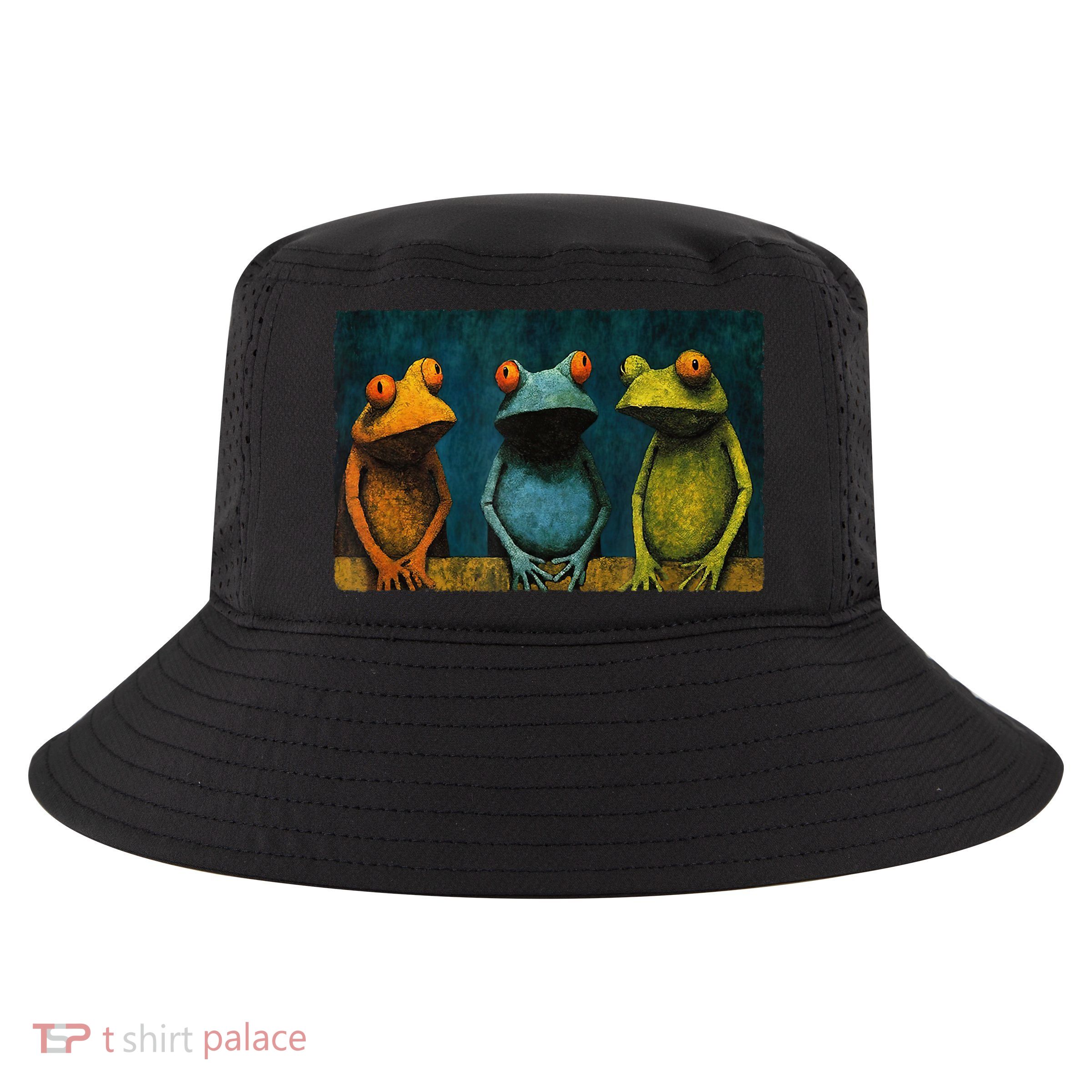 3 Cute Funny Frogs Men, Women, Frog Lovers Cool Comfort Performance Bucket Hat