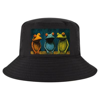 3 Cute Funny Frogs Men, Women, Frog Lovers Cool Comfort Performance Bucket Hat