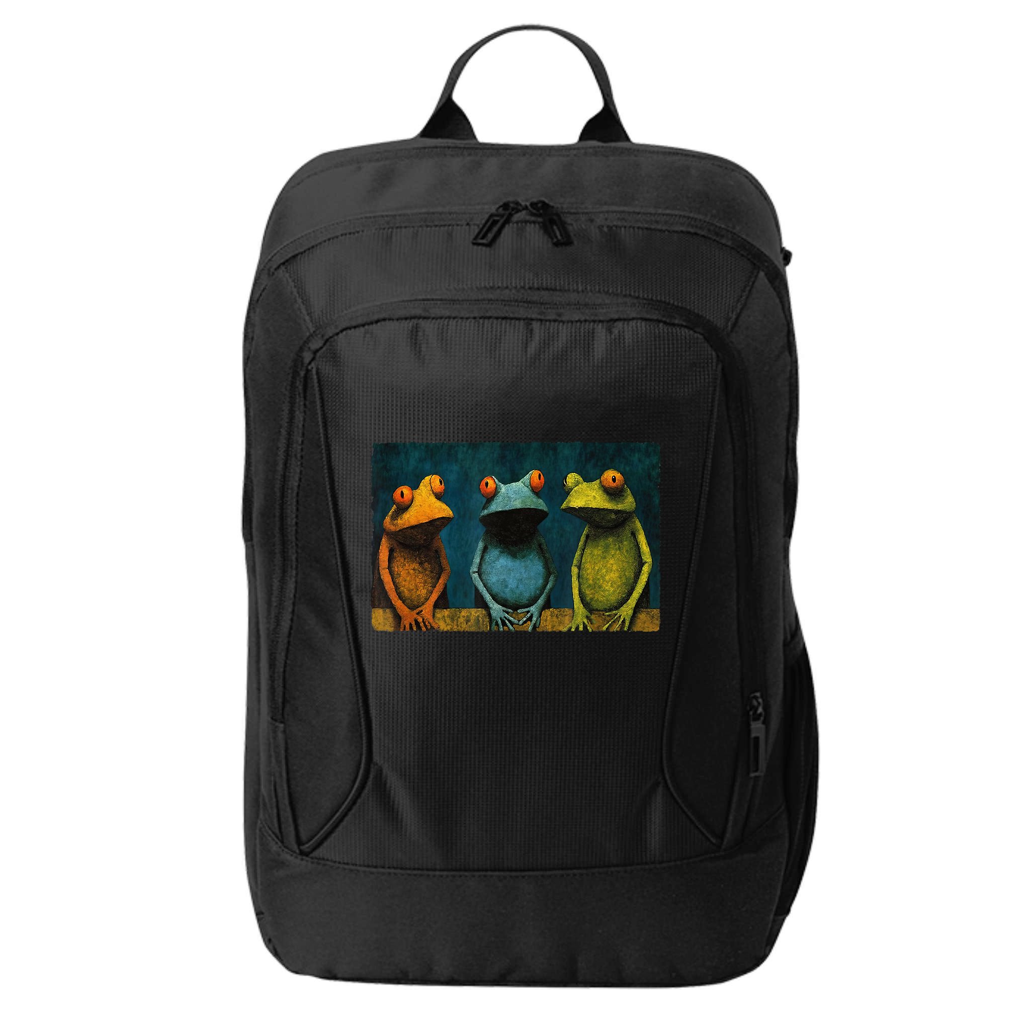 3 Cute Funny Frogs Men, Women, Frog Lovers City Backpack