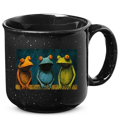 3 Cute Funny Frogs Men, Women, Frog Lovers 15oz Campfire Ceramic Mug