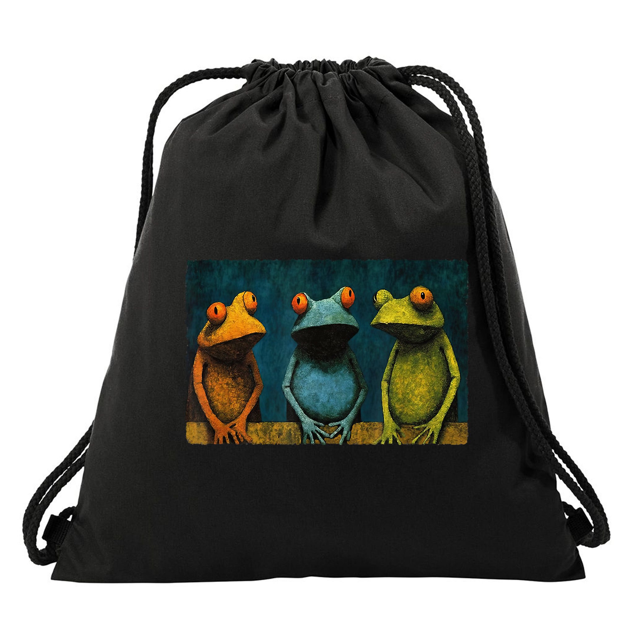 3 Cute Funny Frogs Men, Women, Frog Lovers Drawstring Bag