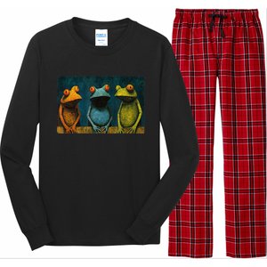 3 Cute Funny Frogs Men, Women, Frog Lovers Long Sleeve Pajama Set