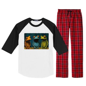 3 Cute Funny Frogs Men, Women, Frog Lovers Raglan Sleeve Pajama Set