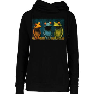 3 Cute Funny Frogs Men, Women, Frog Lovers Womens Funnel Neck Pullover Hood