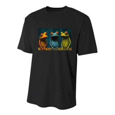 3 Cute Funny Frogs Men, Women, Frog Lovers Youth Performance Sprint T-Shirt