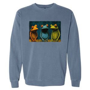 3 Cute Funny Frogs Men, Women, Frog Lovers Garment-Dyed Sweatshirt