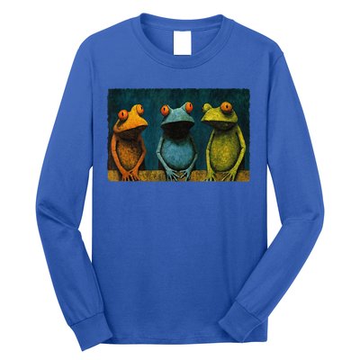 3 Cute Funny Frogs Men, Women, Frog Lovers Long Sleeve Shirt