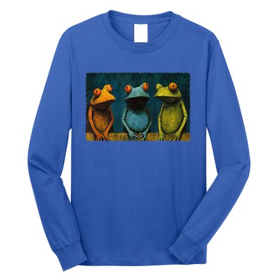 3 Cute Funny Frogs Men, Women, Frog Lovers Long Sleeve Shirt