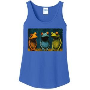 3 Cute Funny Frogs Men, Women, Frog Lovers Ladies Essential Tank