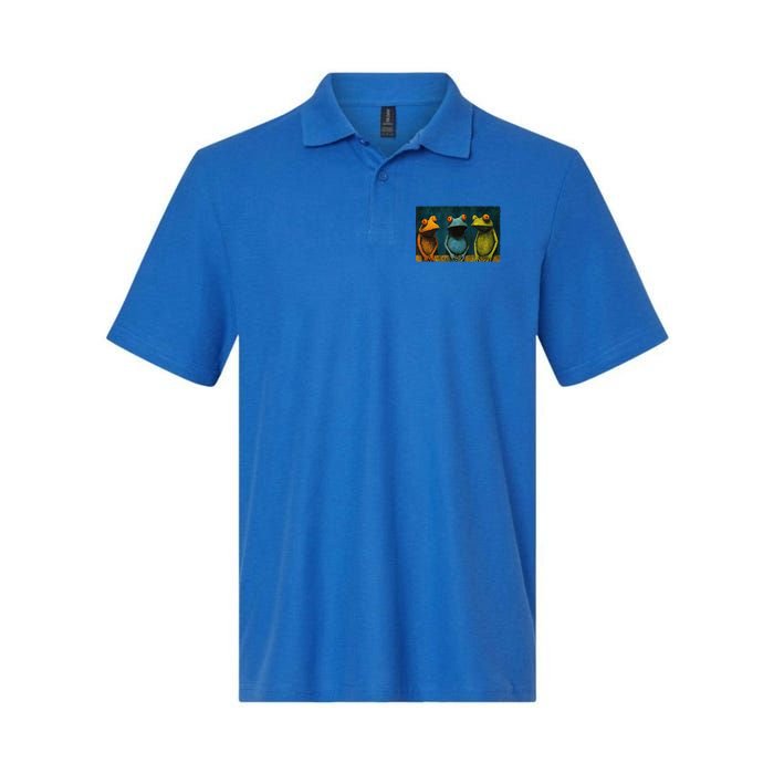 3 Cute Funny Frogs Men, Women, Frog Lovers Softstyle Adult Sport Polo