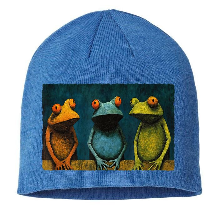 3 Cute Funny Frogs Men, Women, Frog Lovers Sustainable Beanie